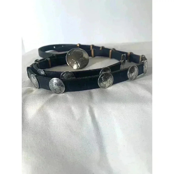 Vintage Silver Mercury Dime Concho Belt Unisex  L 41" 168g - Picture 5 of 8